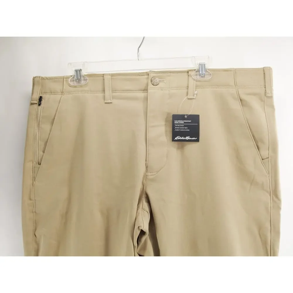NWT Eddie Bauer Men's Flex Wrinkle Resistant Sport Chino Pants Light Khaki 40x32